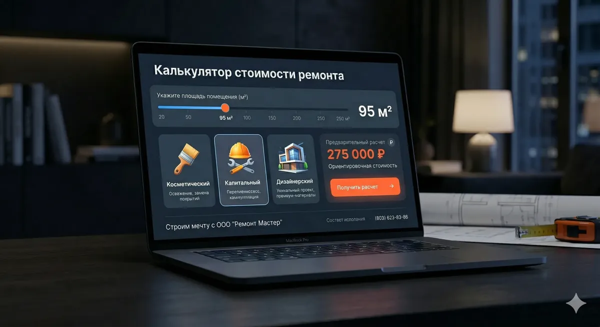 Renovation cost calculator mockup