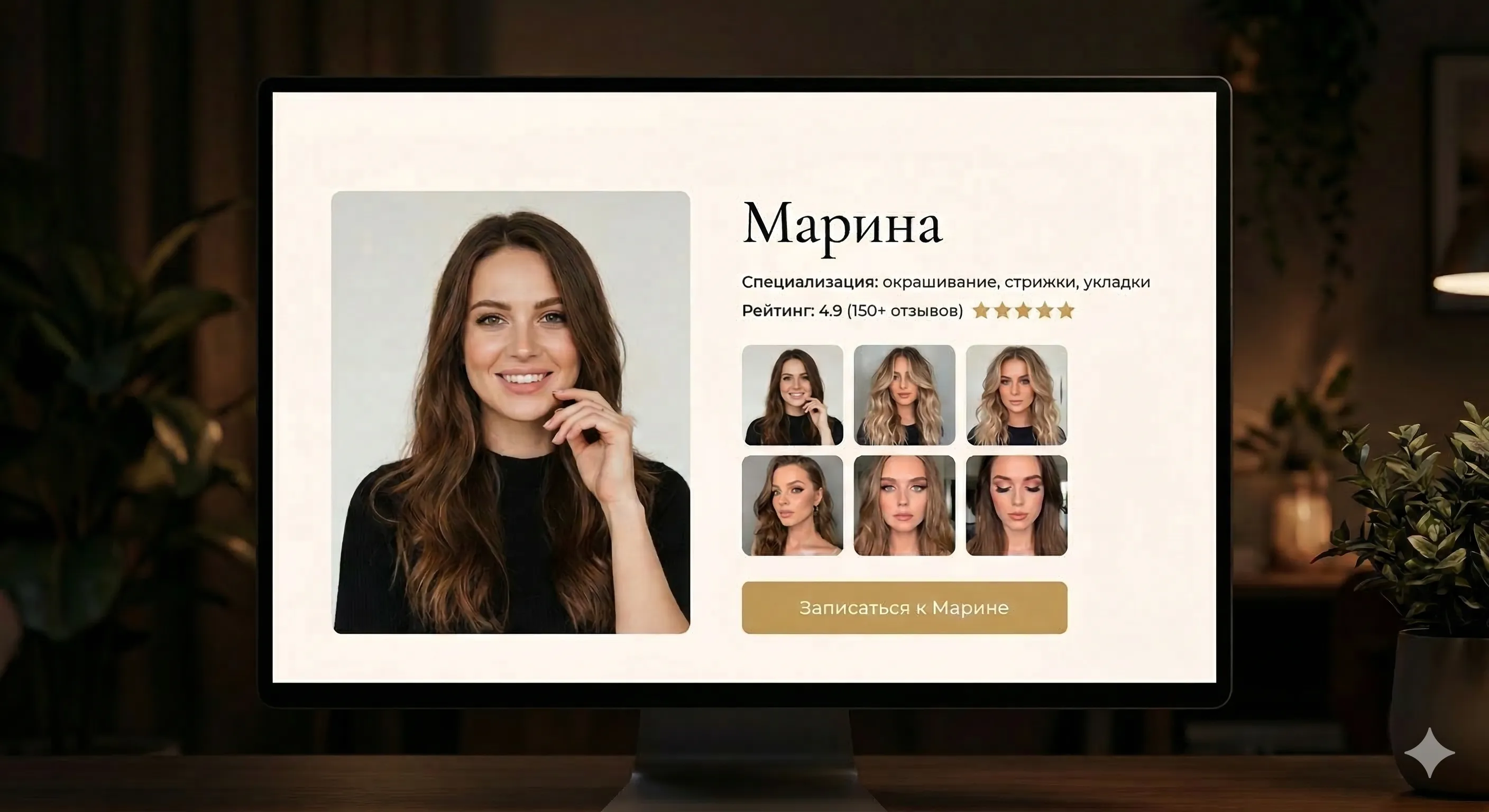 Beauty salon master page mockup